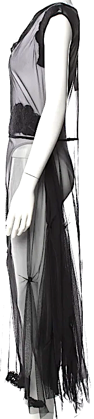 Ivan Grundahl Copenhagen. NEW W/TAG. Black Semi-Sheer Lace Pattern Long Dress