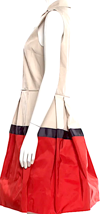 Jil Sander. Cotton Blend Neutral, Black, Red Dress