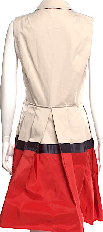Jil Sander. Cotton Blend Neutral, Black, Red Dress