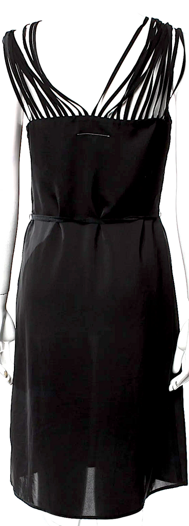 Maison Margiela Paris. MM6  Black V-Neck Knee-Length Dress