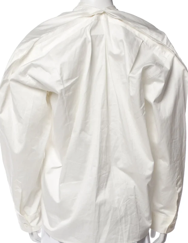 Maison Margiela MM6 PARIS. White Cotton  Long Sleeve Button-Up Top