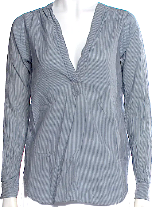 Nili Lotan NY. Striped Cotton V-Neck Blouse