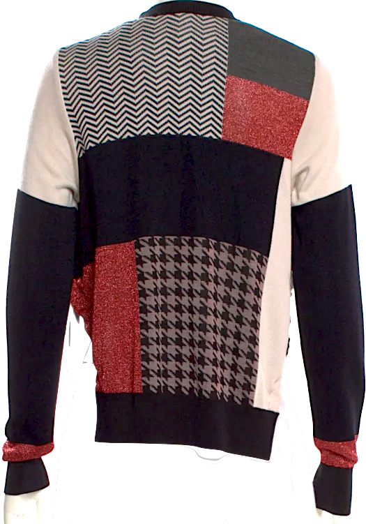 noir kei ninomiya (Comme des Garcons) Japan.   Colorblock Pattern Mock Neck Sweater