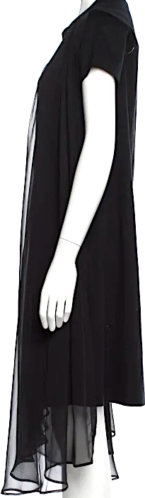 noir kei ninomiya (Comme des Garcons) Japan. Black Cotton  Crew Neck Midi Length Dress