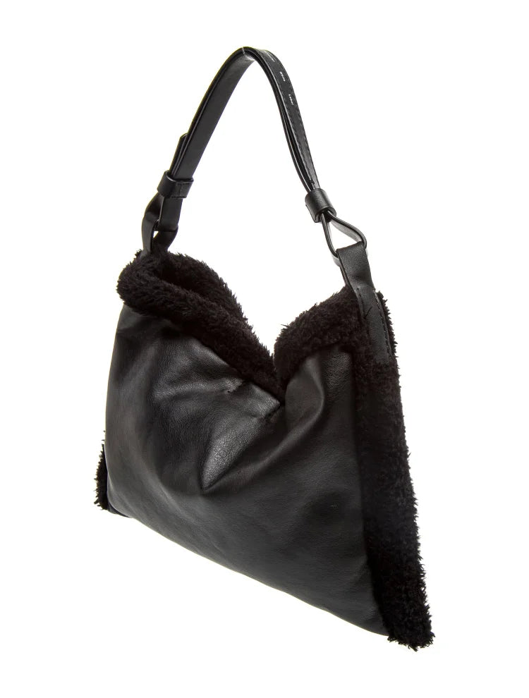 Proenza Schouler NY. BLACK LAMBSKIN LEATHER WHITE LABEL SHOULDERBAG
