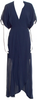 Reformation Blue Rayon Pleated Accents Plunge Neckline Long Dress