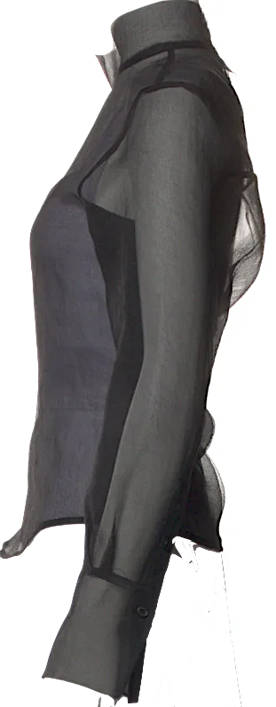 Totokaelo Archive  Black Semi-Sheer Mock Neck Long Sleeve Top