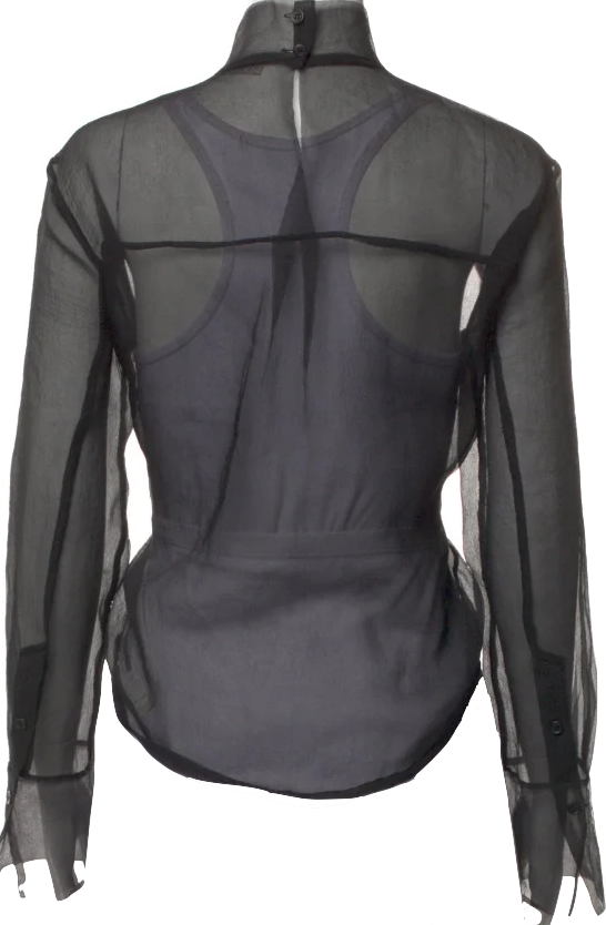 Totokaelo Archive  Black Semi-Sheer Mock Neck Long Sleeve Top