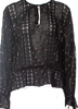 Ulla Johnson Black Viscose Lace Pattern Crew Neck Blouse