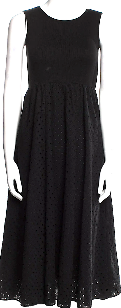 United Arrows Japan. Black Scoop Neck Midi Length Dress