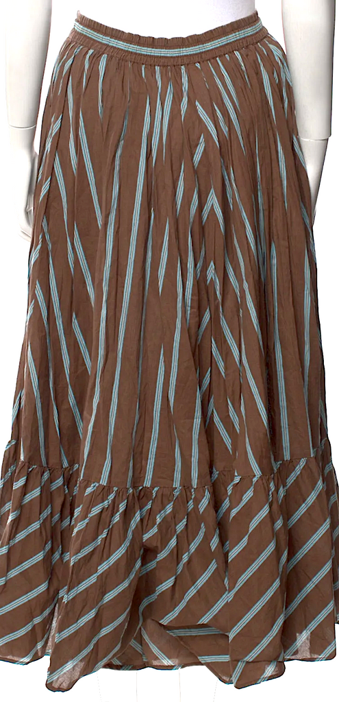United Arrows Japan. Cotton Blend Striped Midi Length Skirt