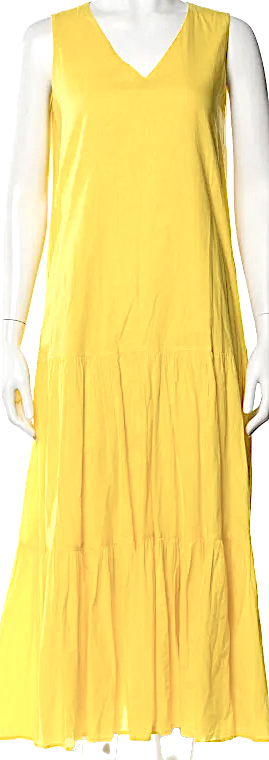 United Arrows  Japan. Sunflower Yellow Cotton Blend V-Neck Long Dress