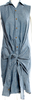 Yohji Yamamoto Japan. Regulation. Blue Linen Knee-Length Dress