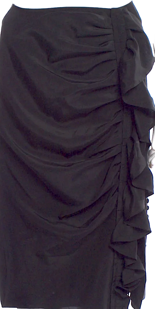 Yves Saint Laurent Paris. Vintage 2003 Collection Tom Ford. Black Silk Knee-Length Skirt