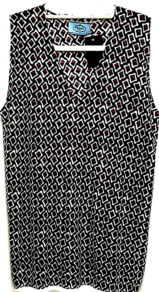 Prada ITALY. NEW W/TAGS Geometric Print Cashmere/Silk Blouse Top