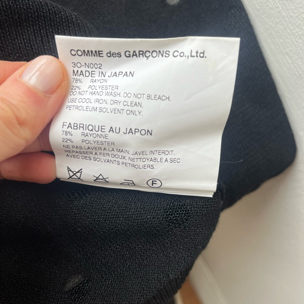 NOIR KEI NINOMIYA for Come des Garcons JAPAN. Black Polka Dot Print Sweater/Top