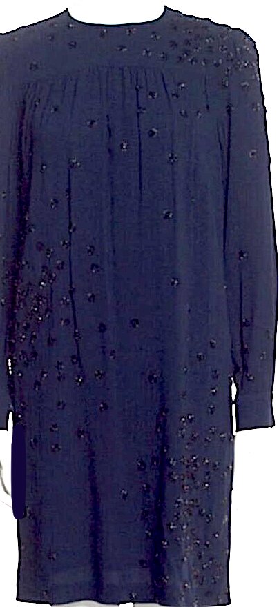 Miu Miu Italy. 2014 COLLECTION. Dark Navy Blue Embellished Beaded Shift Dress