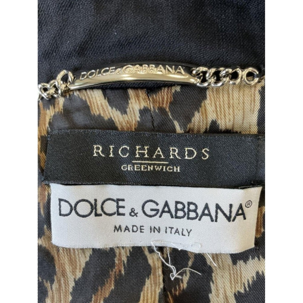 Dolce & Gabbana ITALY. Black Virgin Wool Blazer w/ Leopard Lining