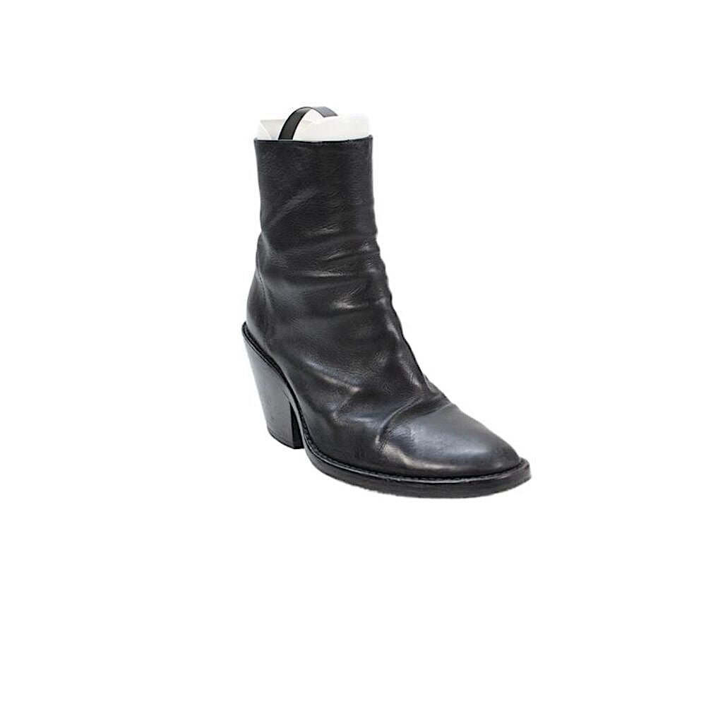 Ann Demeulemeester Belgium. Black Lambskin Leather Zip Ankle Boots