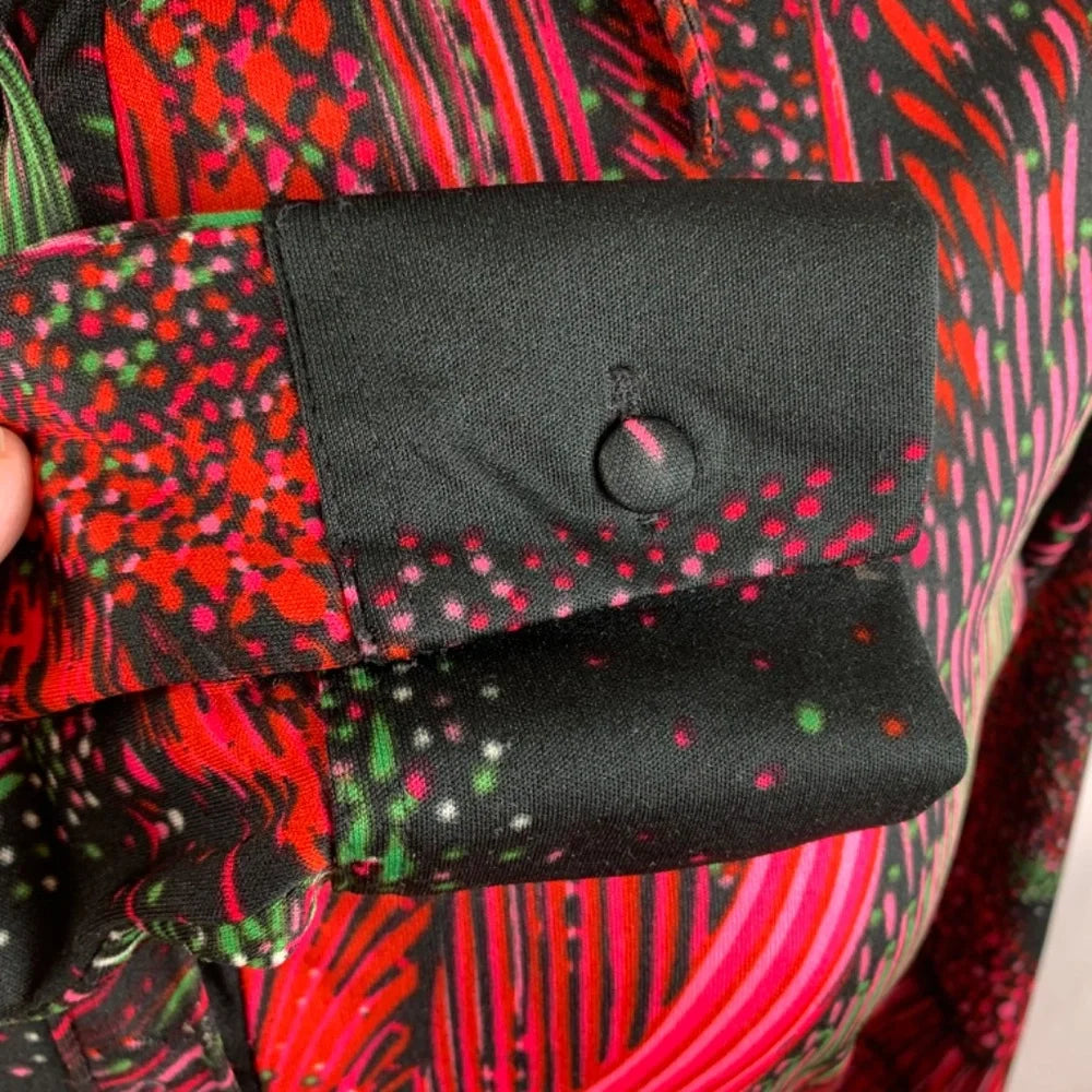 1970s Lanvin Psychedelics Polyester Long Sleeve Top