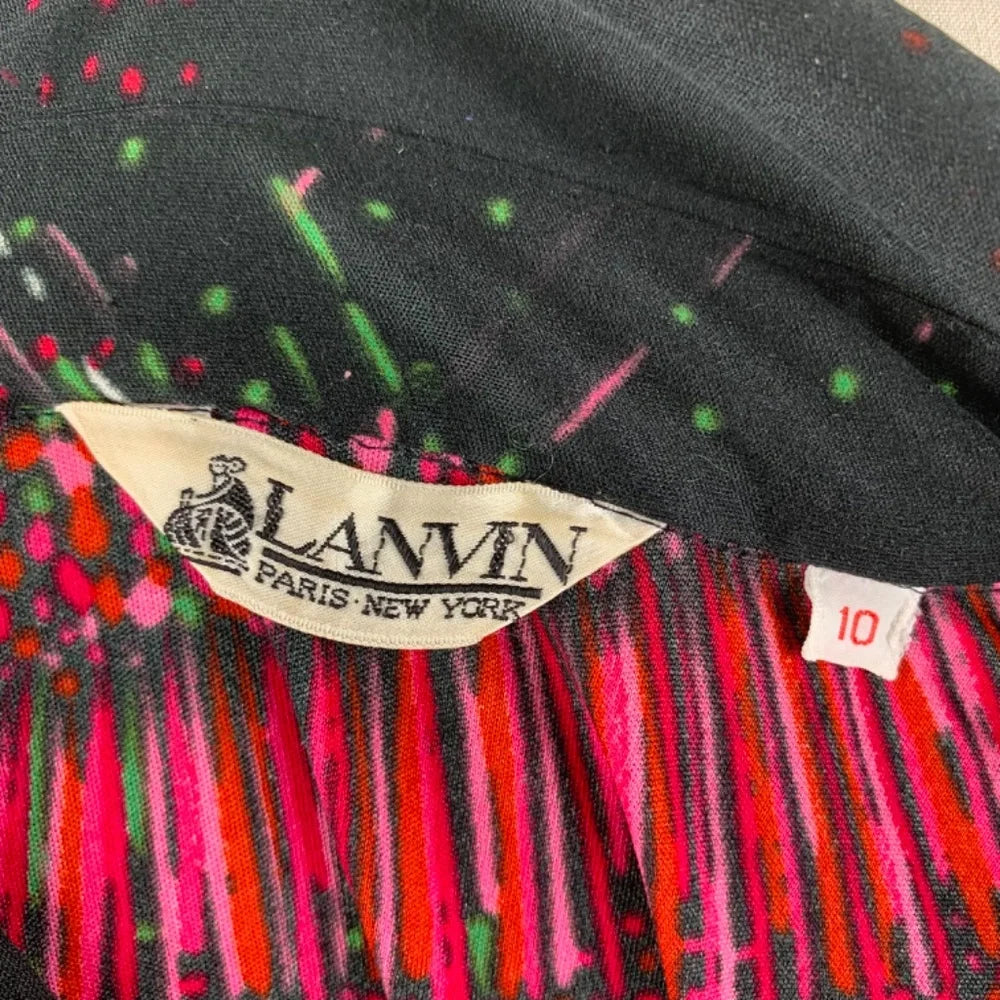 1970s Lanvin Psychedelics Polyester Long Sleeve Top