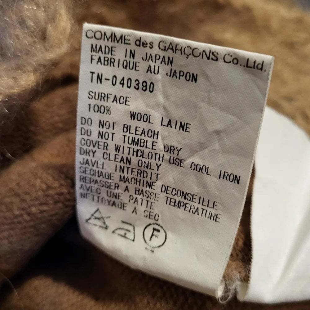 Comme Des Garcons Japan. Brown 100% Wool Ruffle Hem Sweater