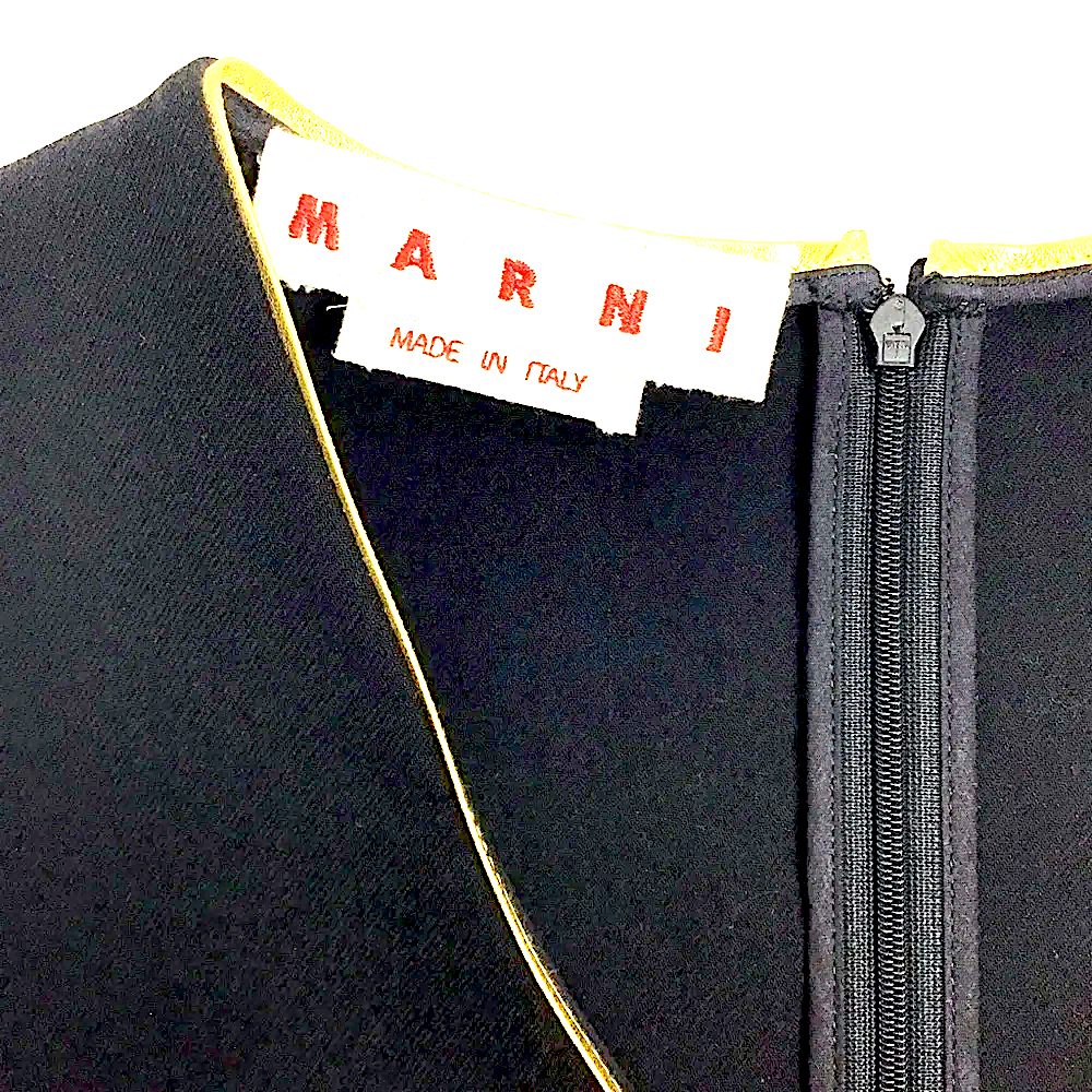 Marni ITALY. Black w/Gold Contrast Trim Sleeveless Tunic/Top