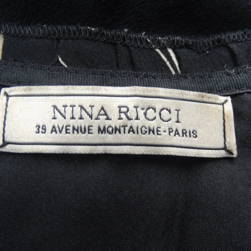 NINA RICCI PARIS. Black Silk Folded/Pleated