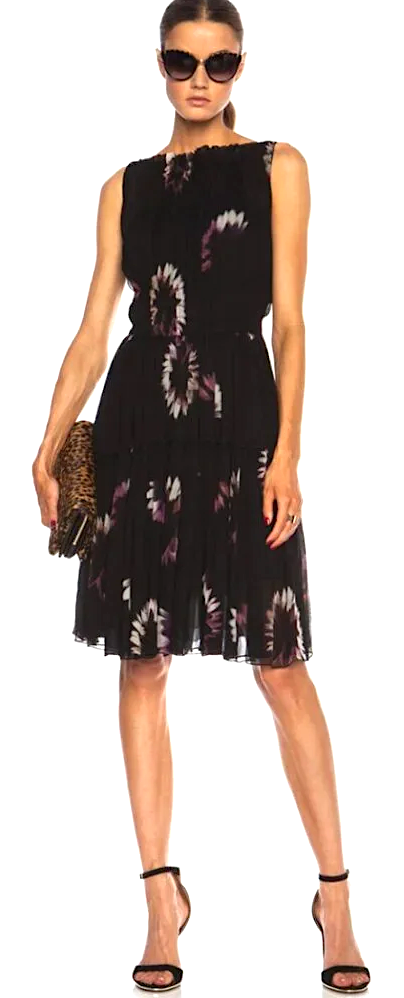 NINA RICCI PARIS. Black Silk Folded/Pleated