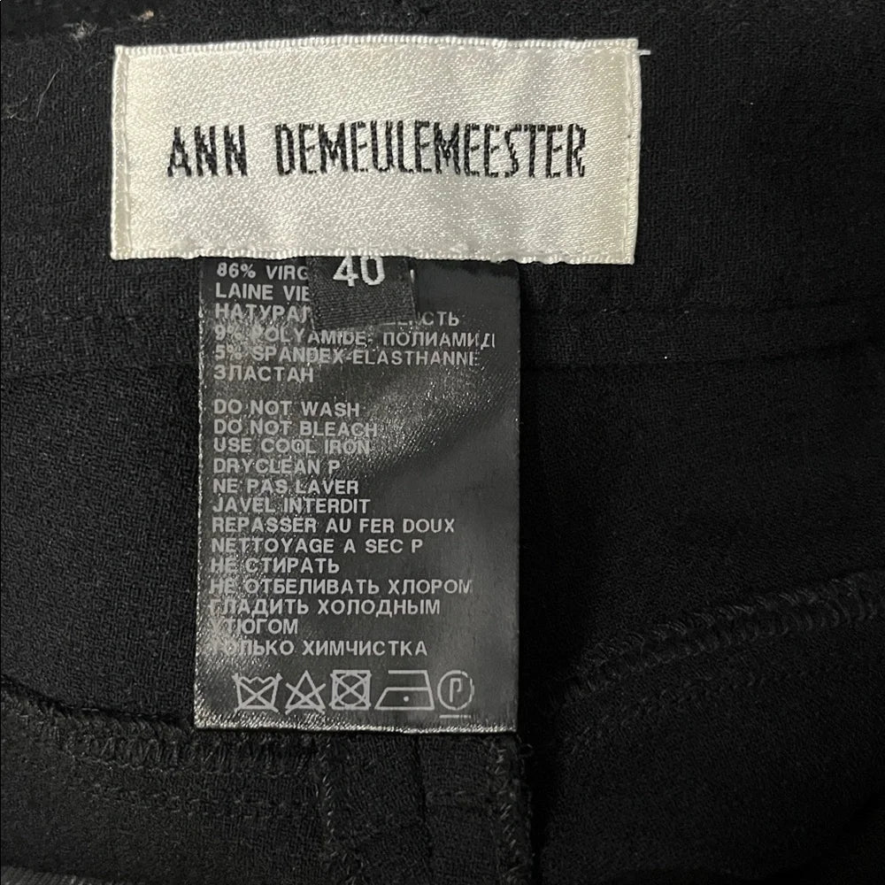 Ann Demeulemeester BELGIUM. Black Wool Blend Pants