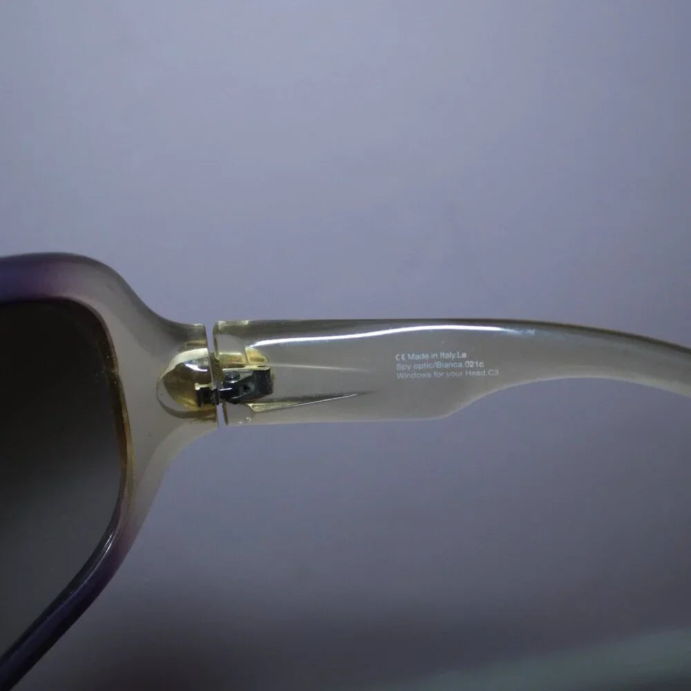 Spy Optic. MADE IN ITALY. Bianca Clear/Purple Gradient Acetate Oversized Sunglasses