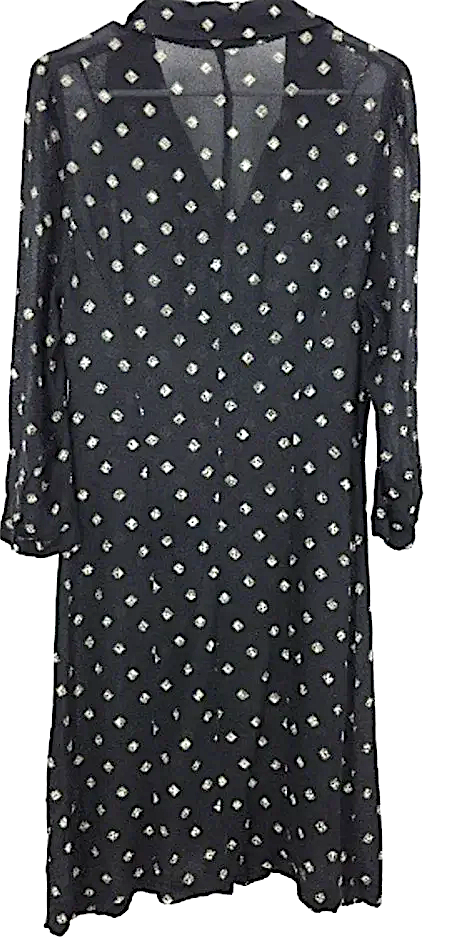 Ann Demeulemeester Belgium. Black Diamond Print Semi-Sheer Shirt Dress