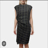 Lanvin Paris. 2015 COLLECTION Black Dress with Cream Windowpane Check