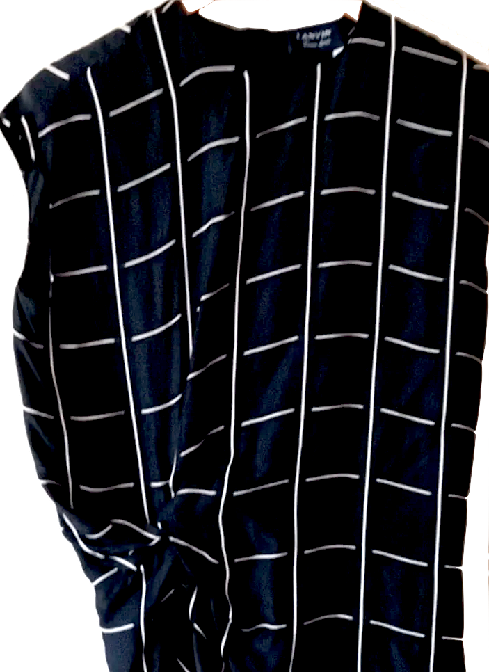 Lanvin PARIS. 2015 COLLECTION. Black Dress with Cream Windowpane Check