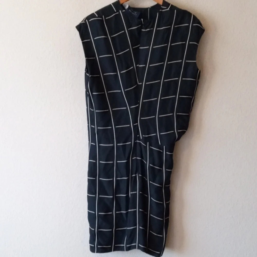 Lanvin PARIS. 2015 COLLECTION. Black Dress with Cream Windowpane Check
