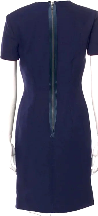 Lanvin Paris . Vintage Navy Cotton/Viscose Blend Short Sleeve Sheath Dress‎