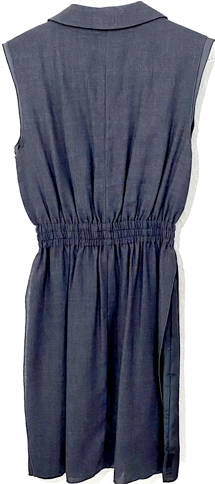 Prada ITALY. Grey Wool Button Down Sleeveless Shirtdress