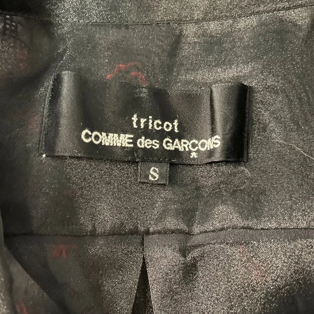 Comme des Garcons JAPAN. Black Semi-Sheer Floral Embroidered Blouse