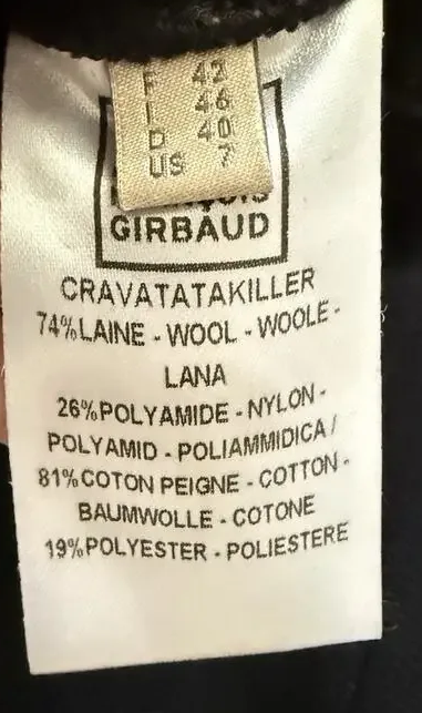 Marithé + François Girbaud. PARIS. Dark Navy Cravatatakiller Wool Blend Stand Collar Jacket