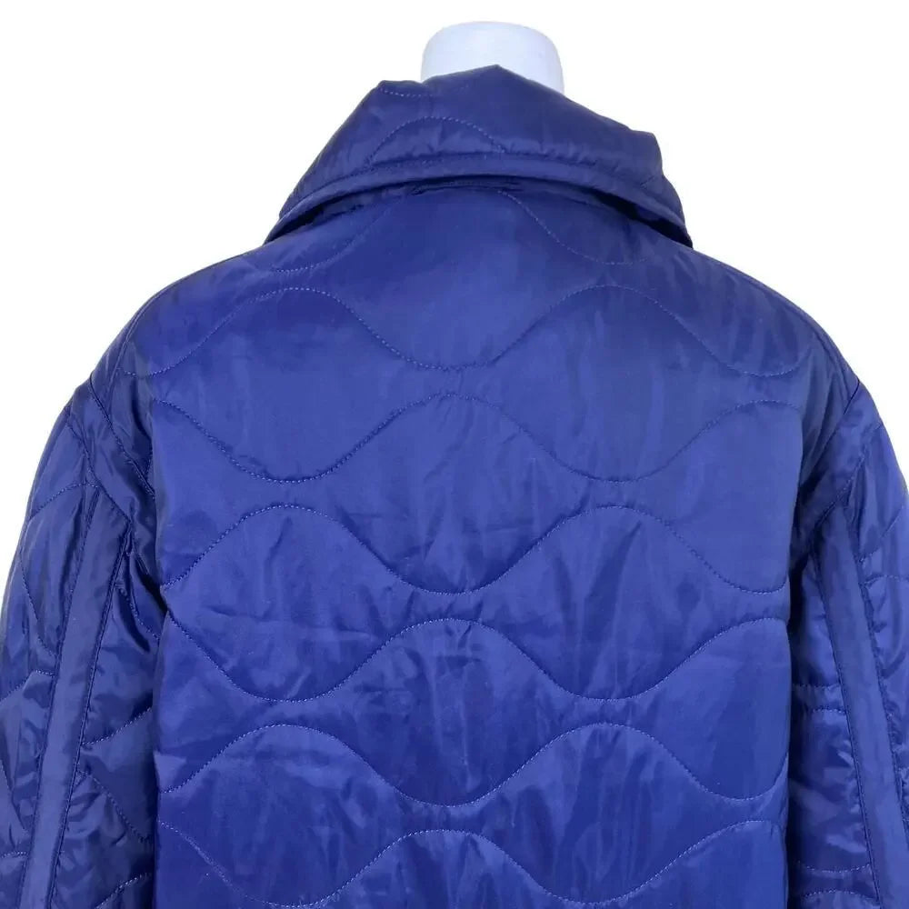 R45 45RPM JAPAN.  Navy Quilted Jacket Snap Closure Patch Pockets Padded Coat