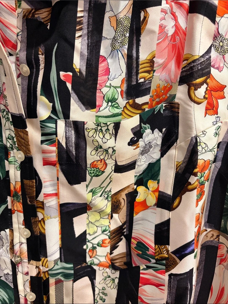 Burberry UK. Vintage Abstract Silk Top