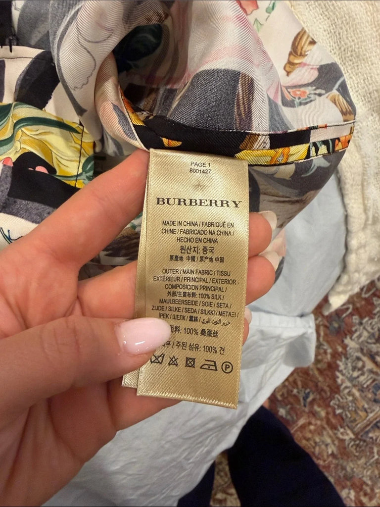 Burberry UK. Vintage Abstract Silk Top