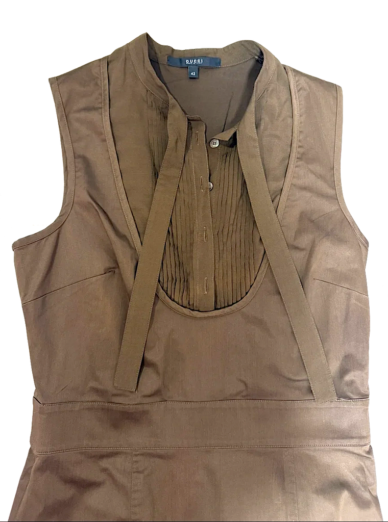 Gucci ITALY. Vintage Tie Brown Dress