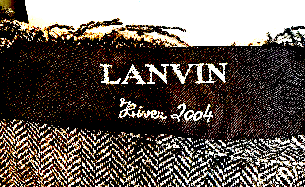 Lanvin PARIS. Gray Frayed Hem Intentional Deconstruction Herringbone A-Line Skirt