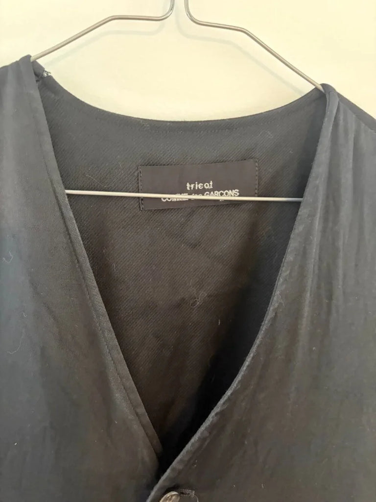 Comme des Garcons Japan. 1992 COLLECTION. Black Cupro/Silk Belted Button Front Midi Dress