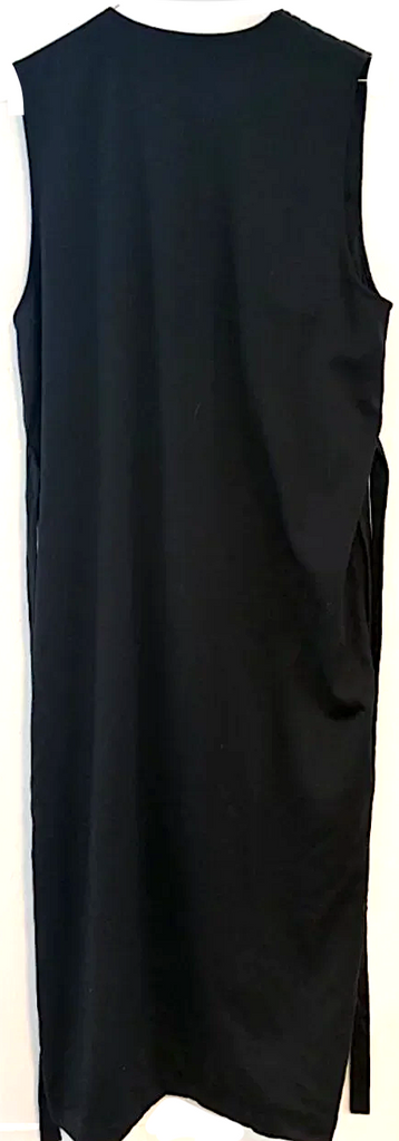 Comme des Garcons Japan. 1992 COLLECTION. Black Cupro/Silk Belted Button Front Midi Dress