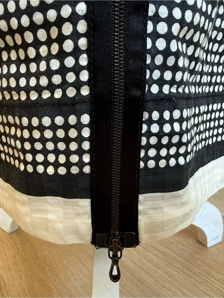 Lanvin Paris. Polka Dot Black White Sleeveless Sheath Dress