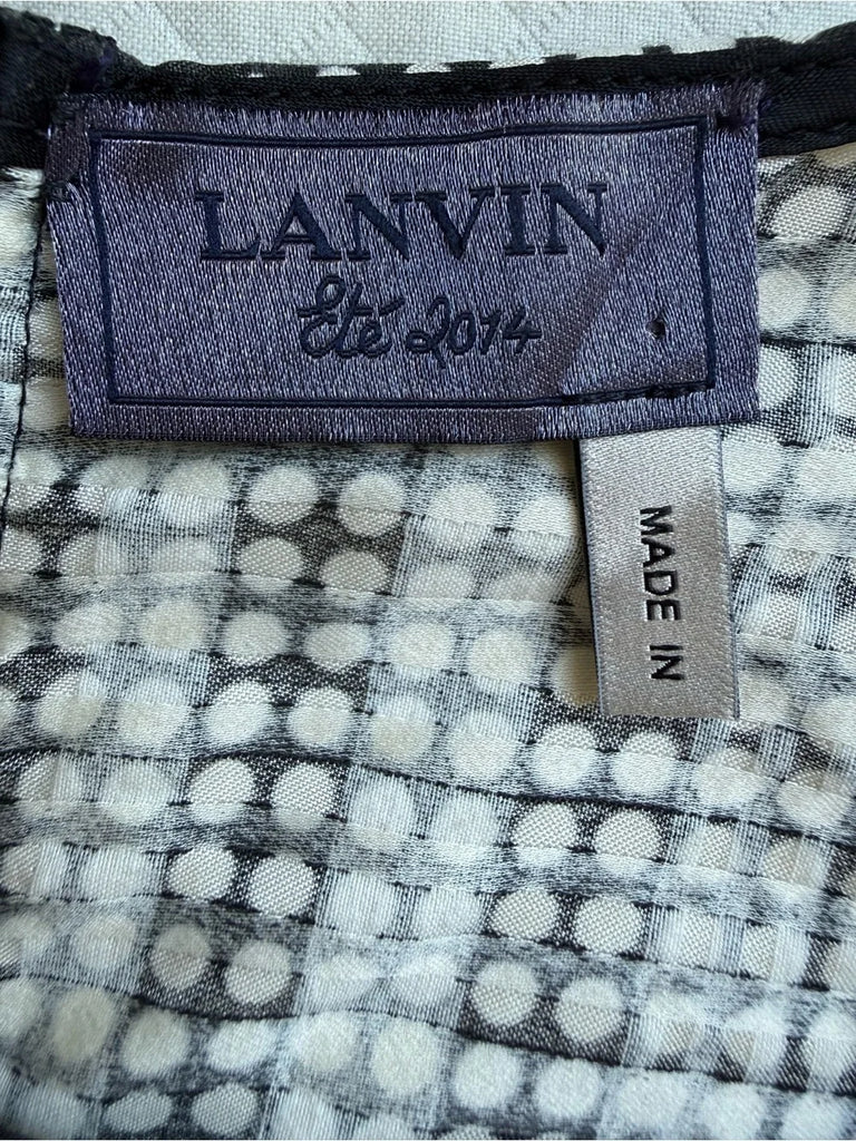 Lanvin Paris. Polka Dot Black White Sleeveless Sheath Dress
