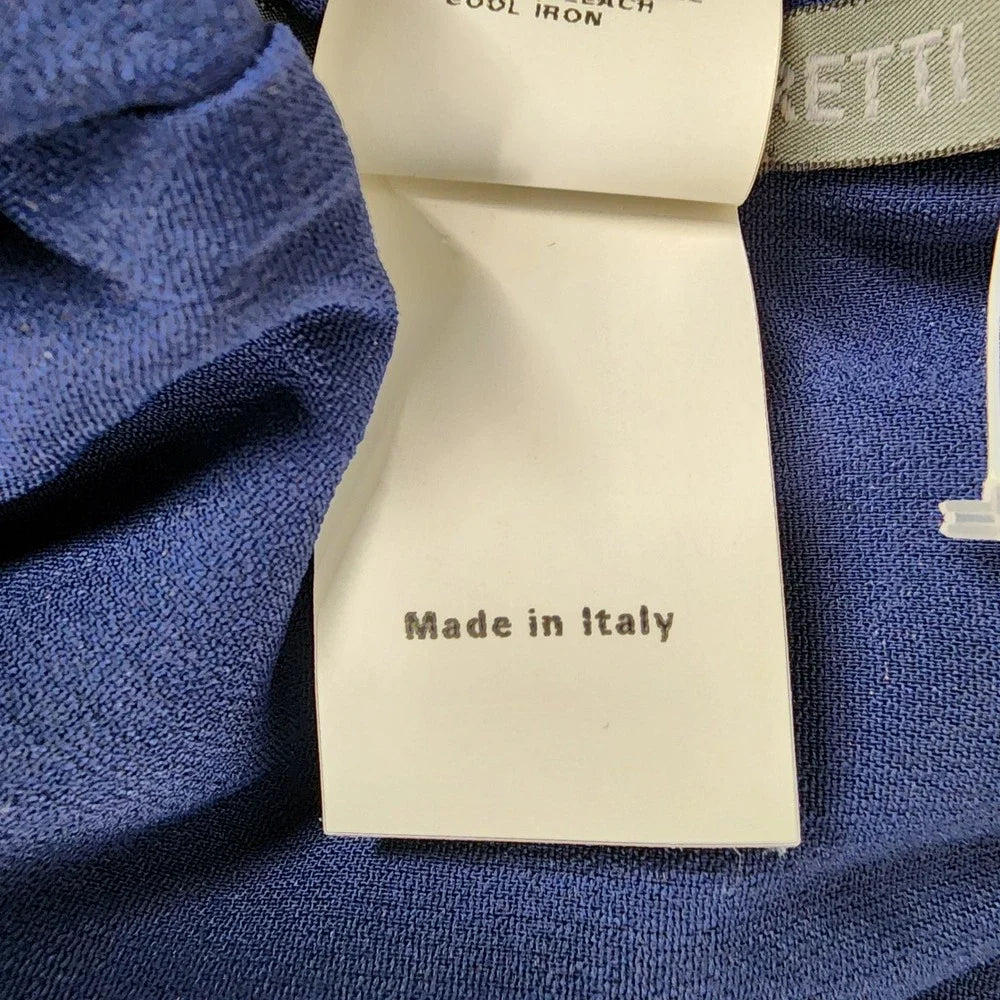 Alberta Ferretti Italy. NEW WITH TAGS. luxury midi dress in a deep navy blue rayon blend