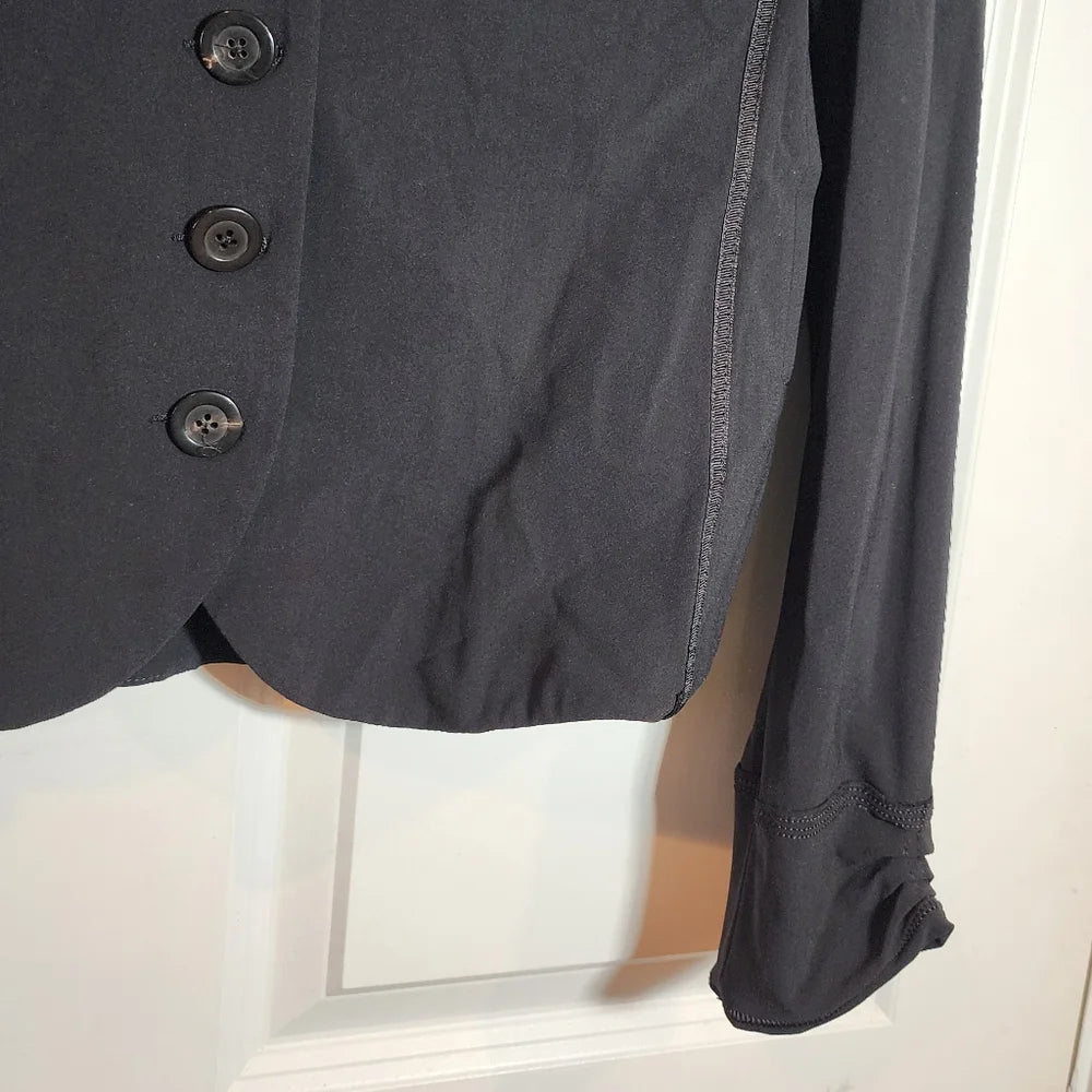 Marithe + Francois Girbaud PARIS. Stretchy Black Button Front Blazer